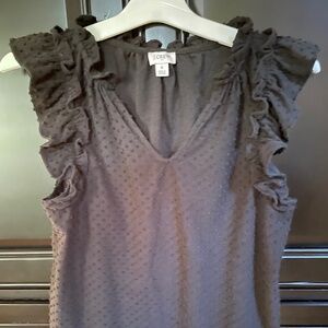 J. Crew Black Sleeveless Swiss Dot Top-Size Small